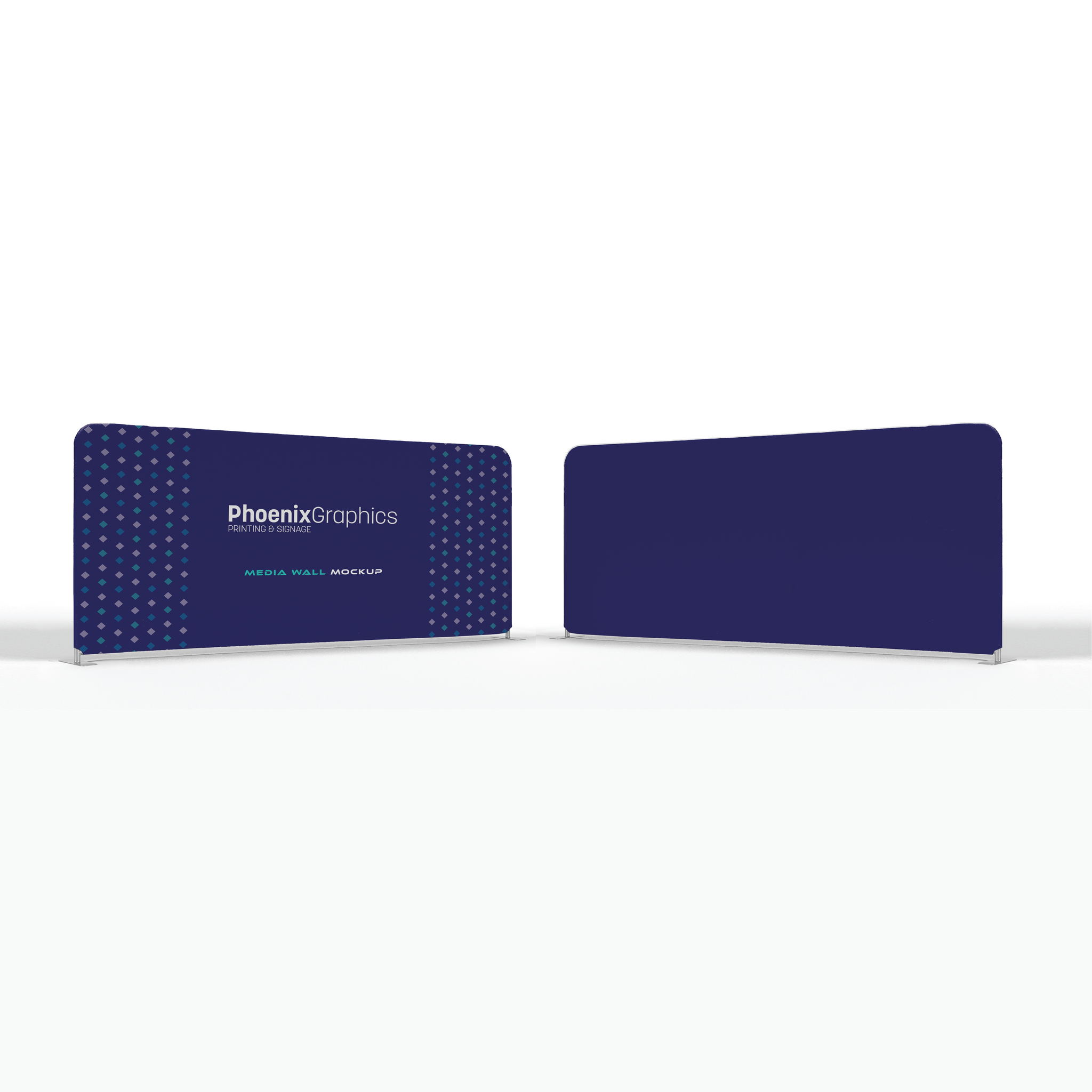 Navy blue mouse pad with 'Phoenix Graphics' branding on a white background