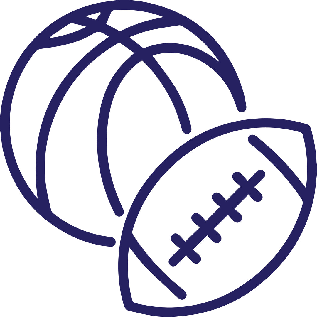 Outline of a basketball and football on a white background